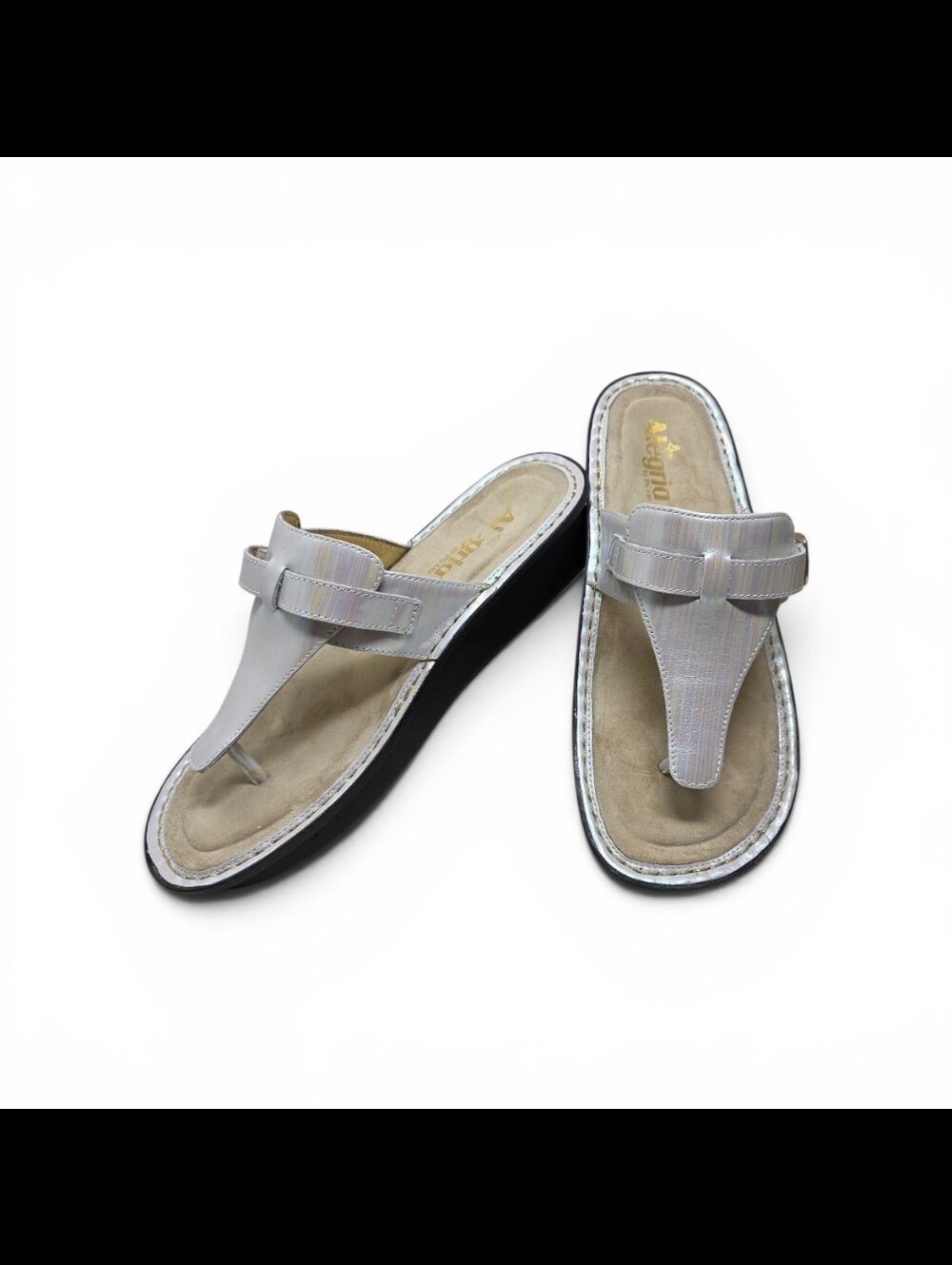 Alegria Kennedi Opalesque Thong Sandal with Iridescent, Opalescent Leather Sz 9